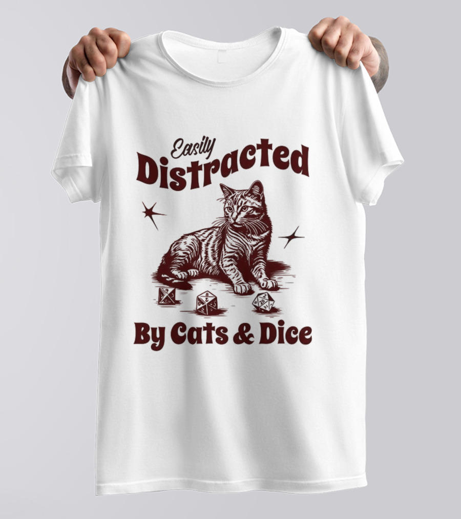 Easily Distracted By Cats And Dice T-Shirt