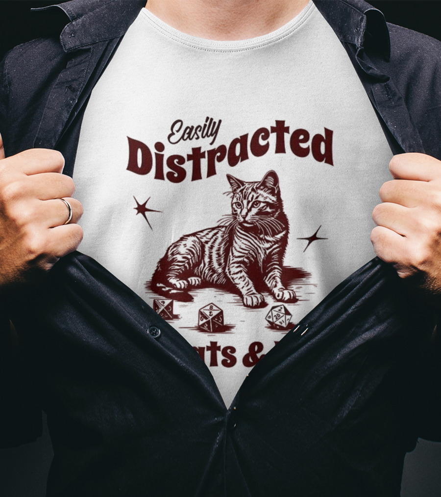 Easily Distracted By Cats And Dice T-Shirt