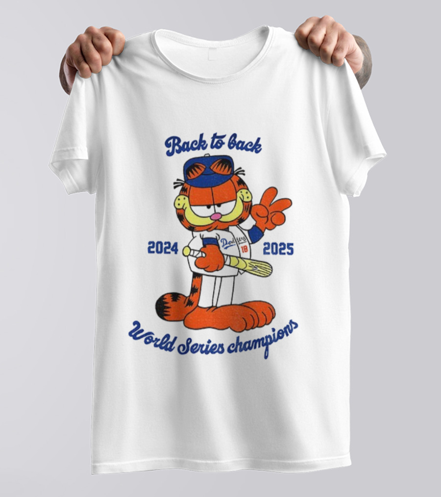 Back To Back Dodgers Orange Cat 2024 2025 World Series Champions T-Shirt