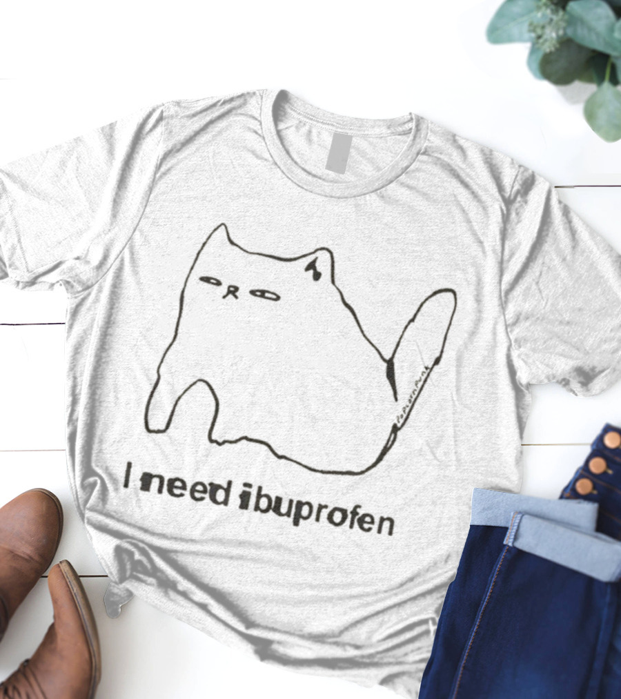 Funny Cat I Need Ibuprofen Mood T-Shirt