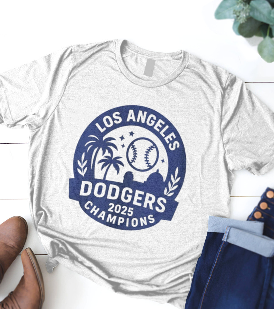 Los Angeles Dodgers 2025 Champions MLB Baseball Palme Stars Vintage Style T-Shirt