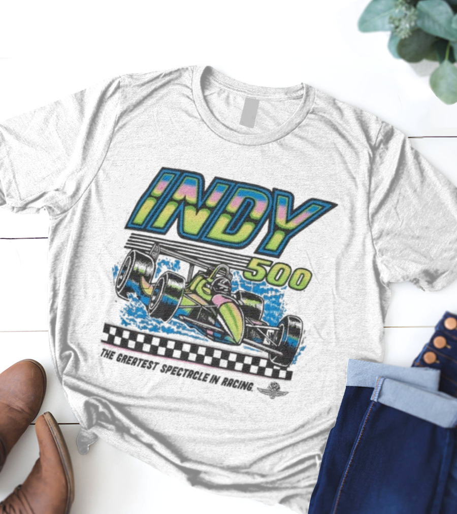 Indianapolis Motor Speedway Indy 500 Greatest Spectacle In Racing Neon Car T-Shirt
