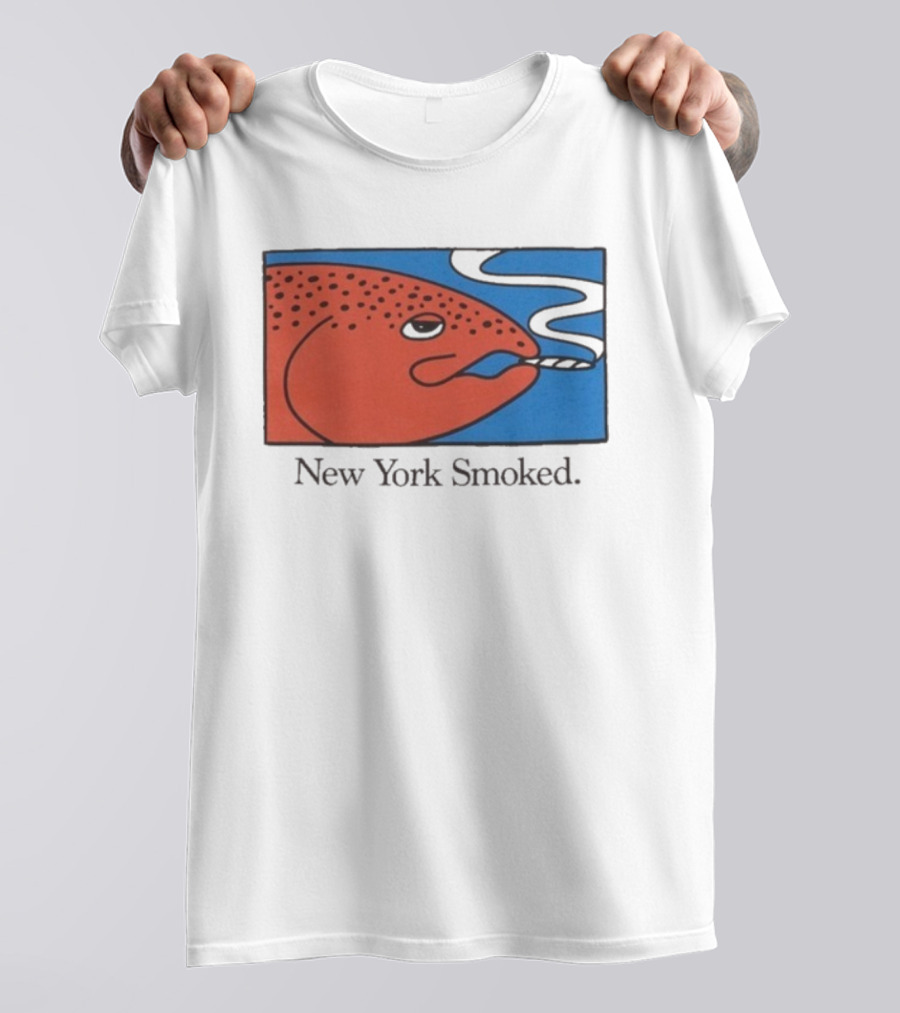 New York Smoked Fish OnlyNY Salmon Illustration Blue Background T-Shirt