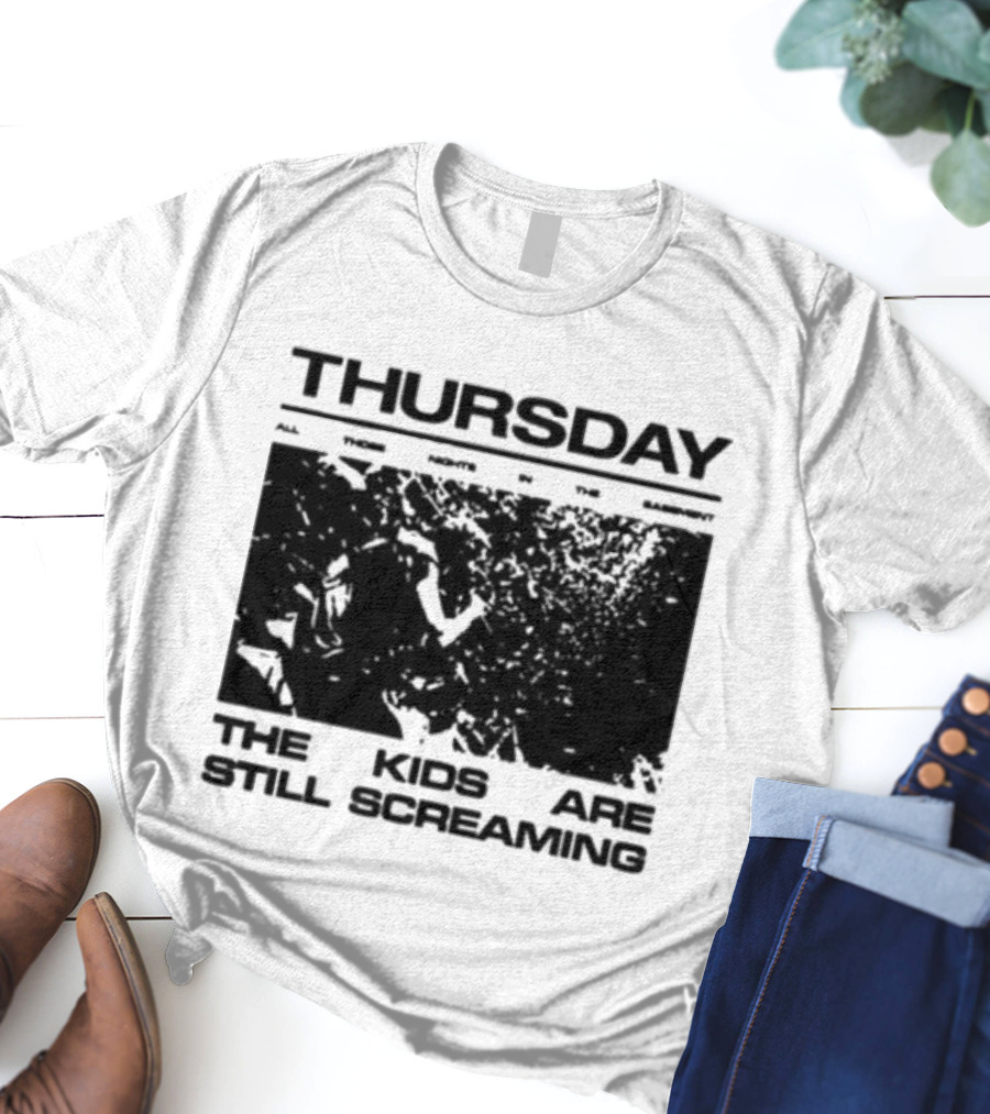 Thursday The Kids Are Still Screaming Grunge Style Vintage Comic Face T-Shirt