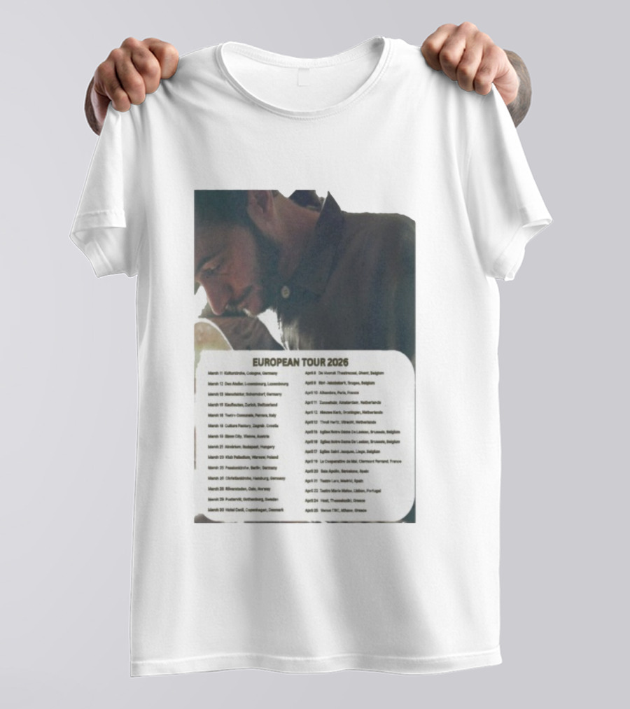 Tom Smith European Tour 2026 Cologne To Athens Concert Dates T-Shirt