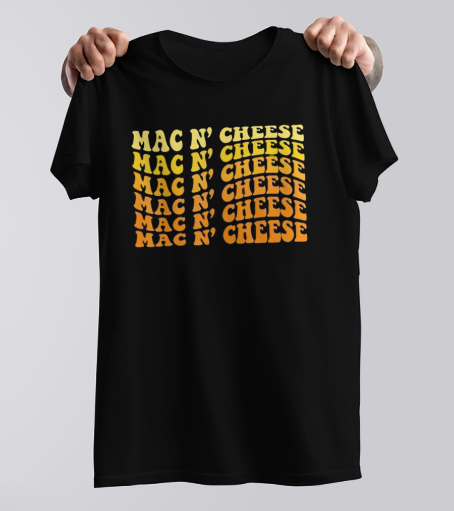 Mac N’ Cheese Repeated Text Pattern Graphic T-Shirt