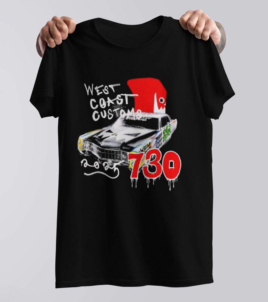 West Coast Customs 2025 Car With Red Shark Fin 730 T-Shirt