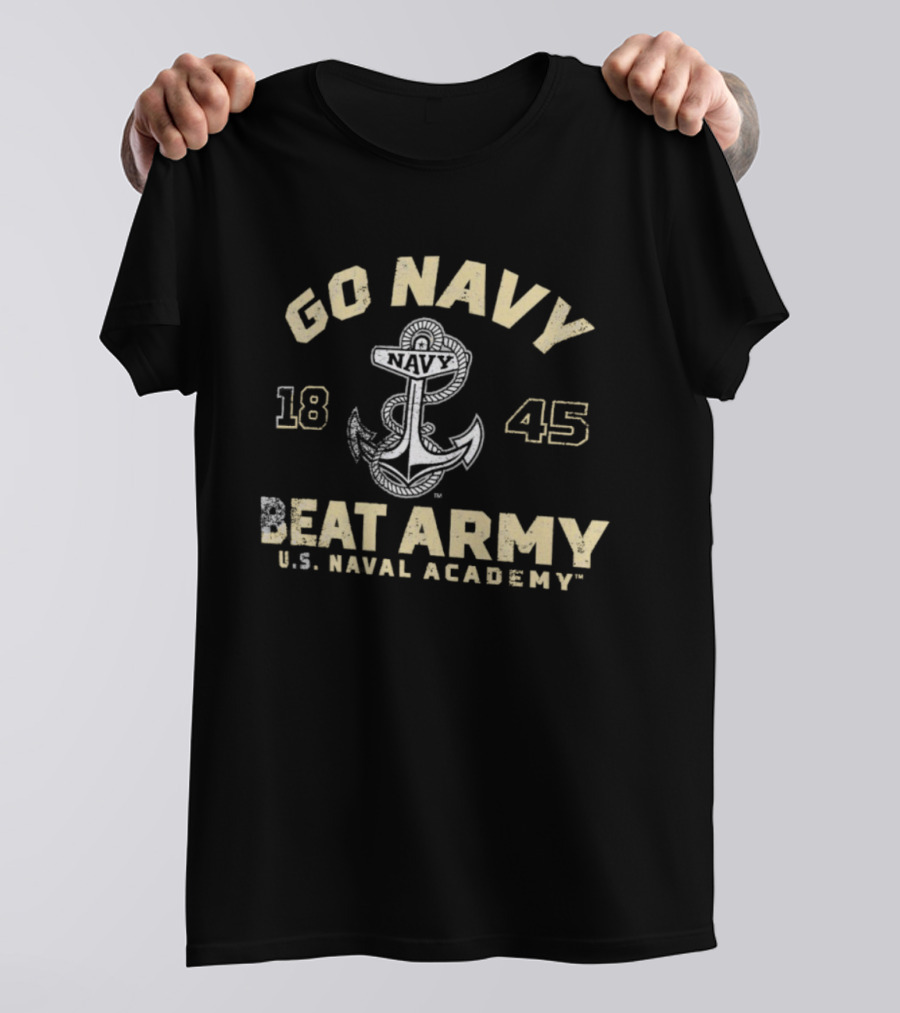 Go Navy Beat Army US Naval Academy 1845 Anchor Logo T-Shirt