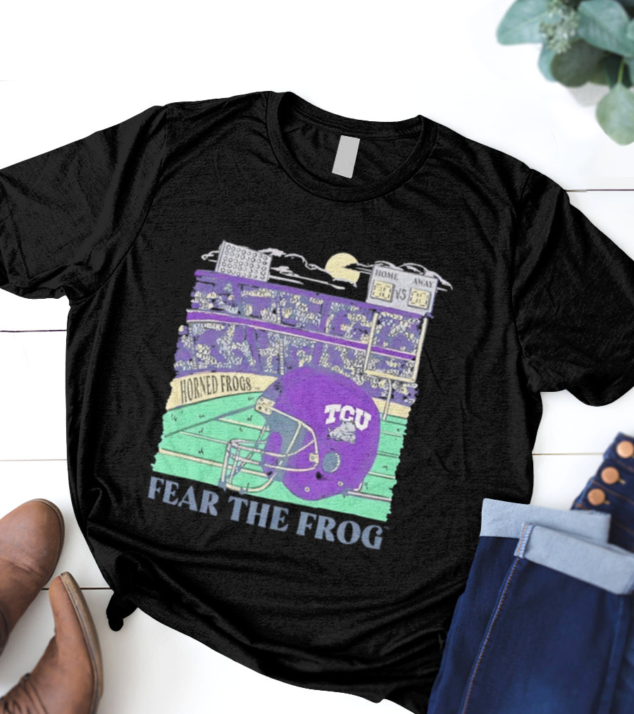 TCU Horned Frogs Football Fear The Frog Helmet Stadium Scene T-Shirt