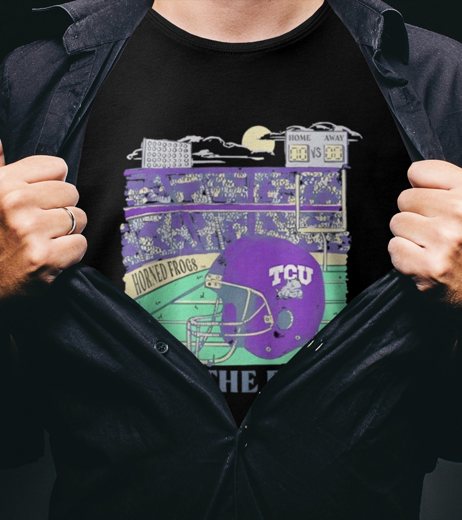 TCU Horned Frogs Football Fear The Frog Helmet Stadium Scene T-Shirt