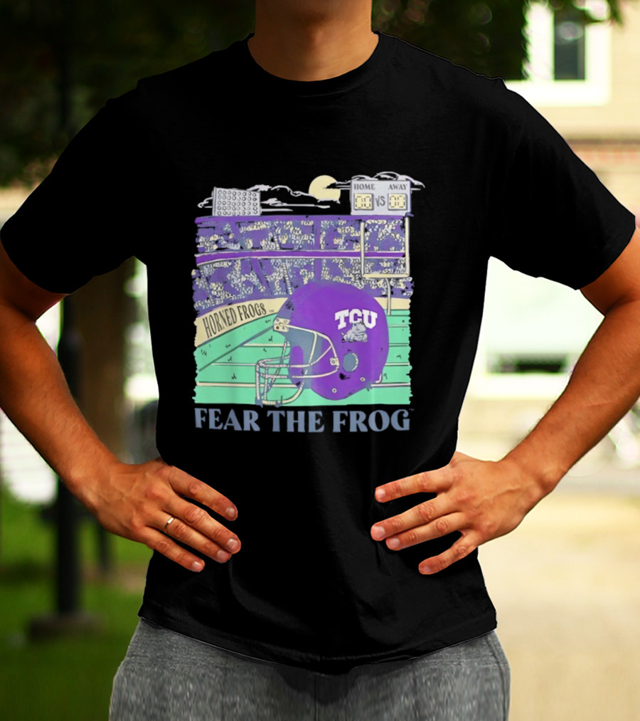 TCU Horned Frogs Football Fear The Frog Helmet Stadium Scene T-Shirt