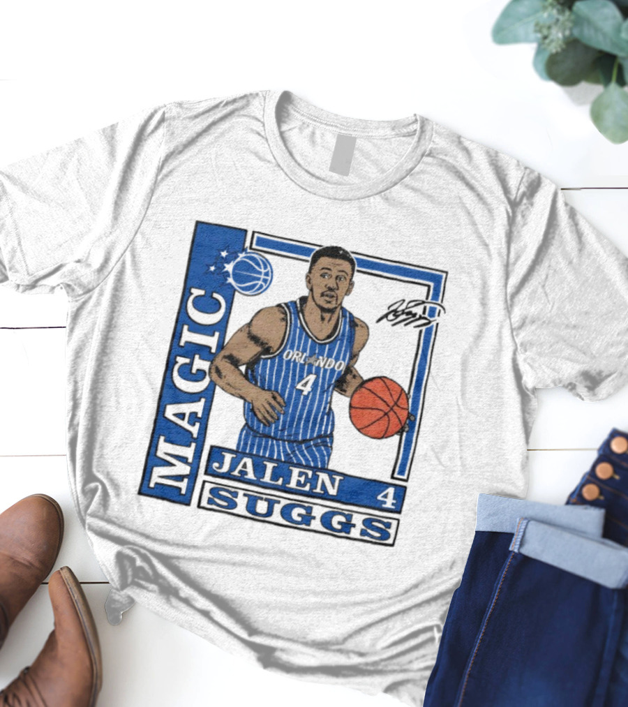 Orlando Magic Jalen Suggs Signature Wax Pack Basketball Player Number 4 T-Shirt