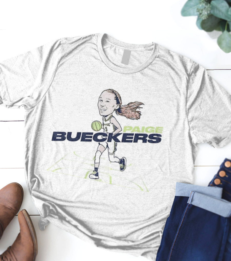 ```Paige Bueckers Cartoon Caricature Dallas Wings WNBA Basketball 2025``` T-Shirt