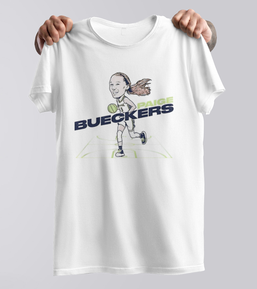 ```Paige Bueckers Cartoon Caricature Dallas Wings WNBA Basketball 2025``` T-Shirt