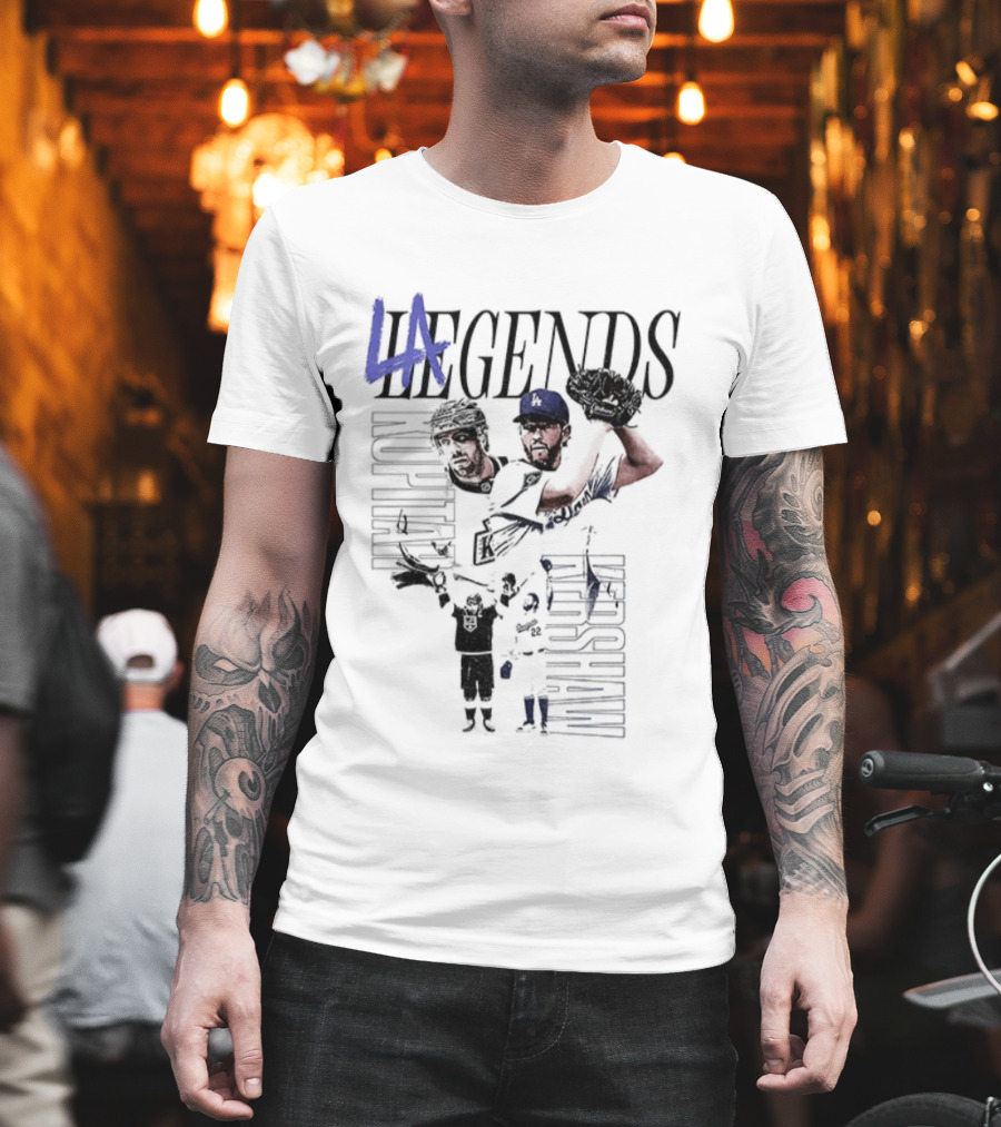 LA Legends Clayton Kershaw Los Angeles Dodgers Anze Kopitar Los Angeles Kings Tribute T-Shirt