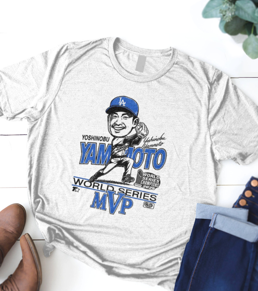 Yoshinobu Yamamoto Los Angeles Dodgers World Series MVP 2025 Baseball Caricature T-Shirt