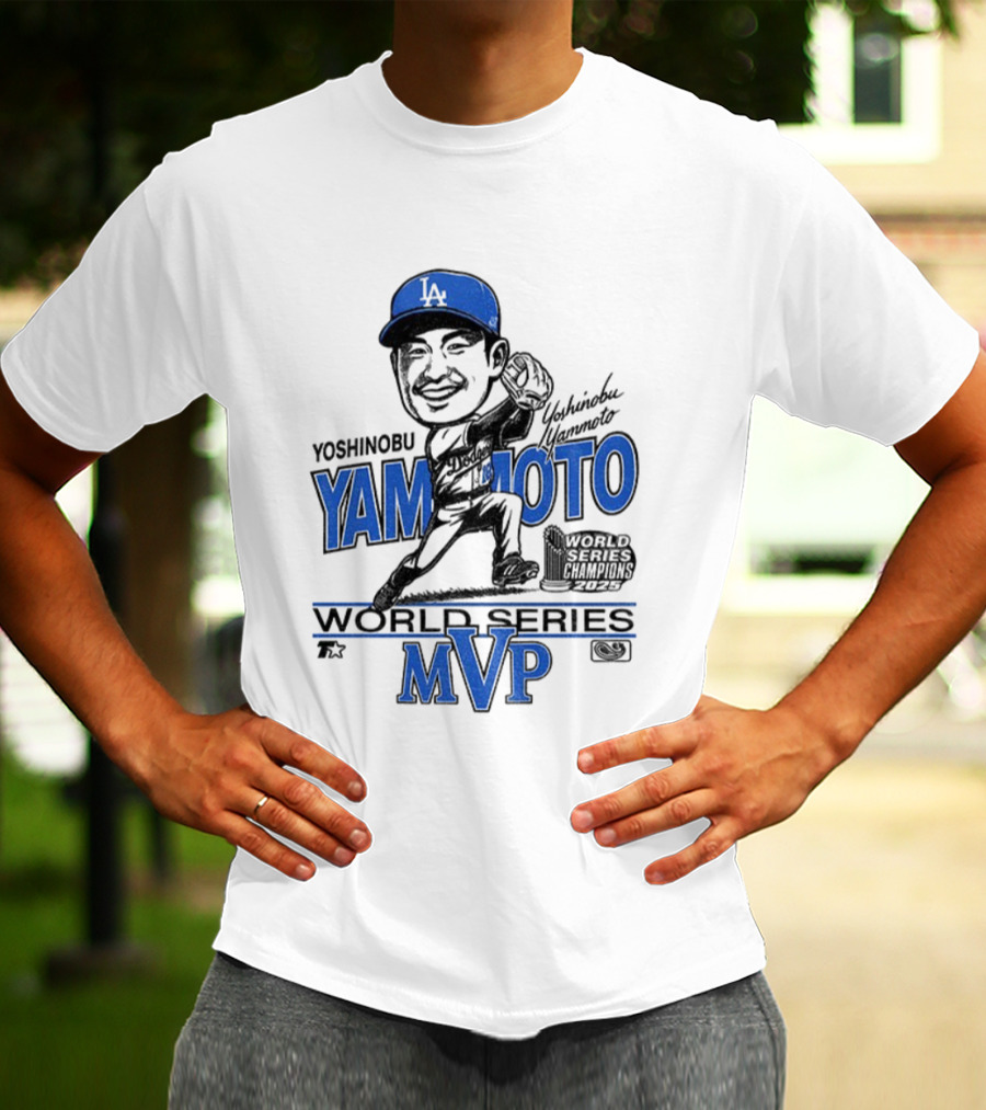 Yoshinobu Yamamoto Los Angeles Dodgers World Series MVP 2025 Baseball Caricature T-Shirt