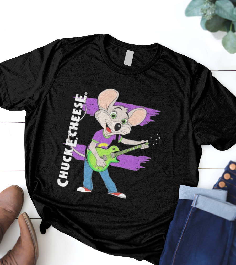 Chuck E Cheese Rockin' Mouse Playing Electric Guitar T-Shirt
