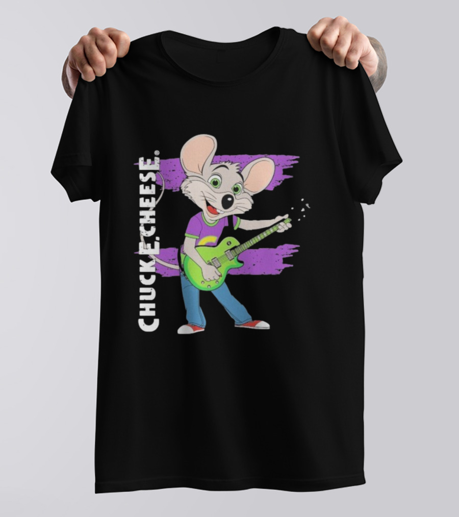 Chuck E Cheese Rockin' Mouse Playing Electric Guitar T-Shirt