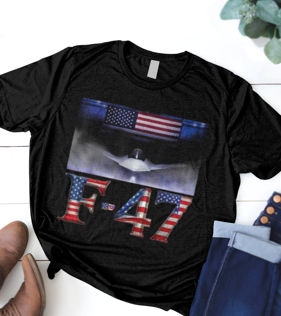 F-47 Fighter Jet American Flag Aircraft T-Shirt