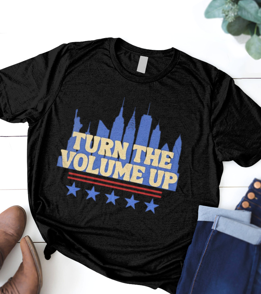 Turn The Volume Up City Skyline USA Stars And Stripes T-Shirt