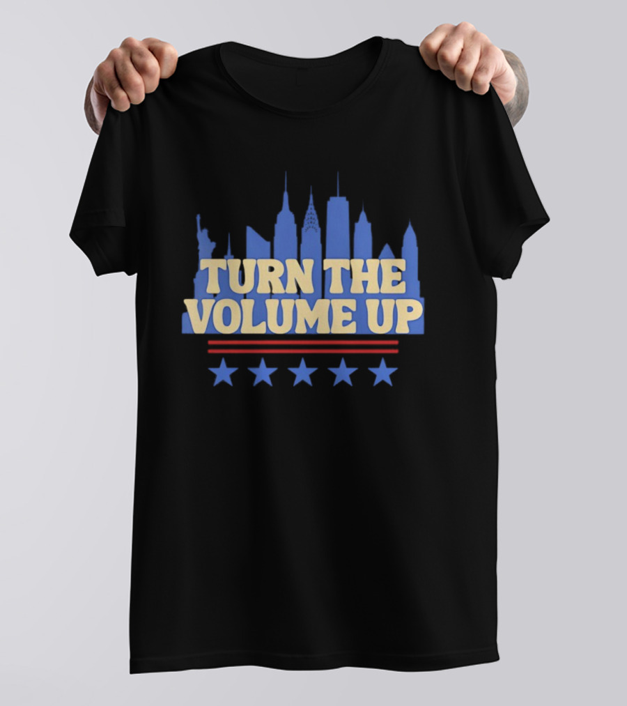 Turn The Volume Up City Skyline USA Stars And Stripes T-Shirt