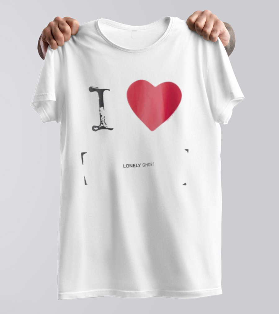 I Love Lonely Ghost Heart Stamp T-Shirt