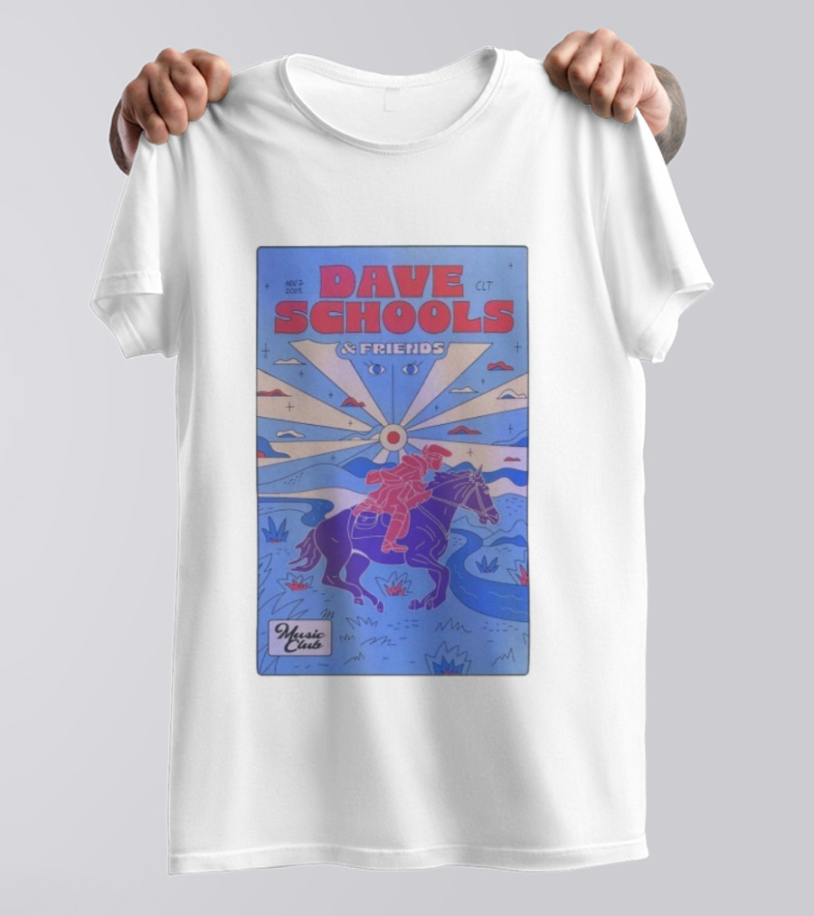 Dave Schools & Friends Nov 7 2025 Music Club Charlotte Rider Scenic Design T-Shirt