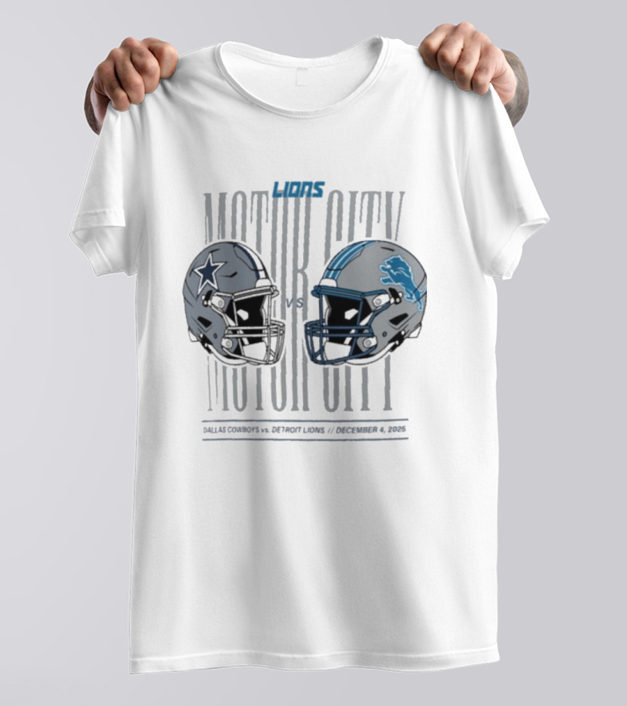 Dallas Cowboys Detroit Lions Motor City December 4 2025 Helmets Showdown T-Shirt