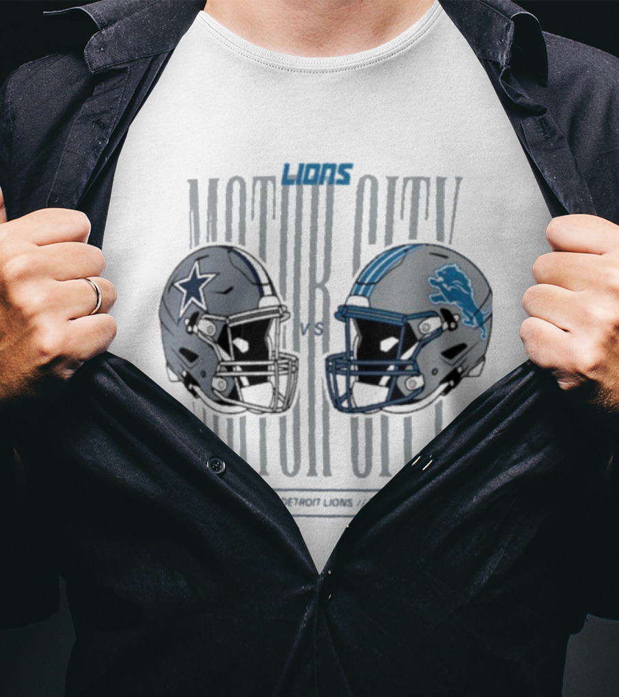 Dallas Cowboys Detroit Lions Motor City December 4 2025 Helmets Showdown T-Shirt
