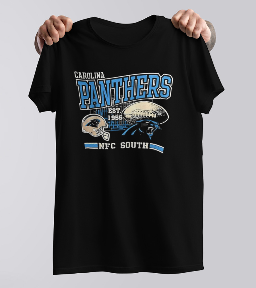 Carolina Panthers Est 1955 NFC South Helmet And Panther Graphic T-Shirt