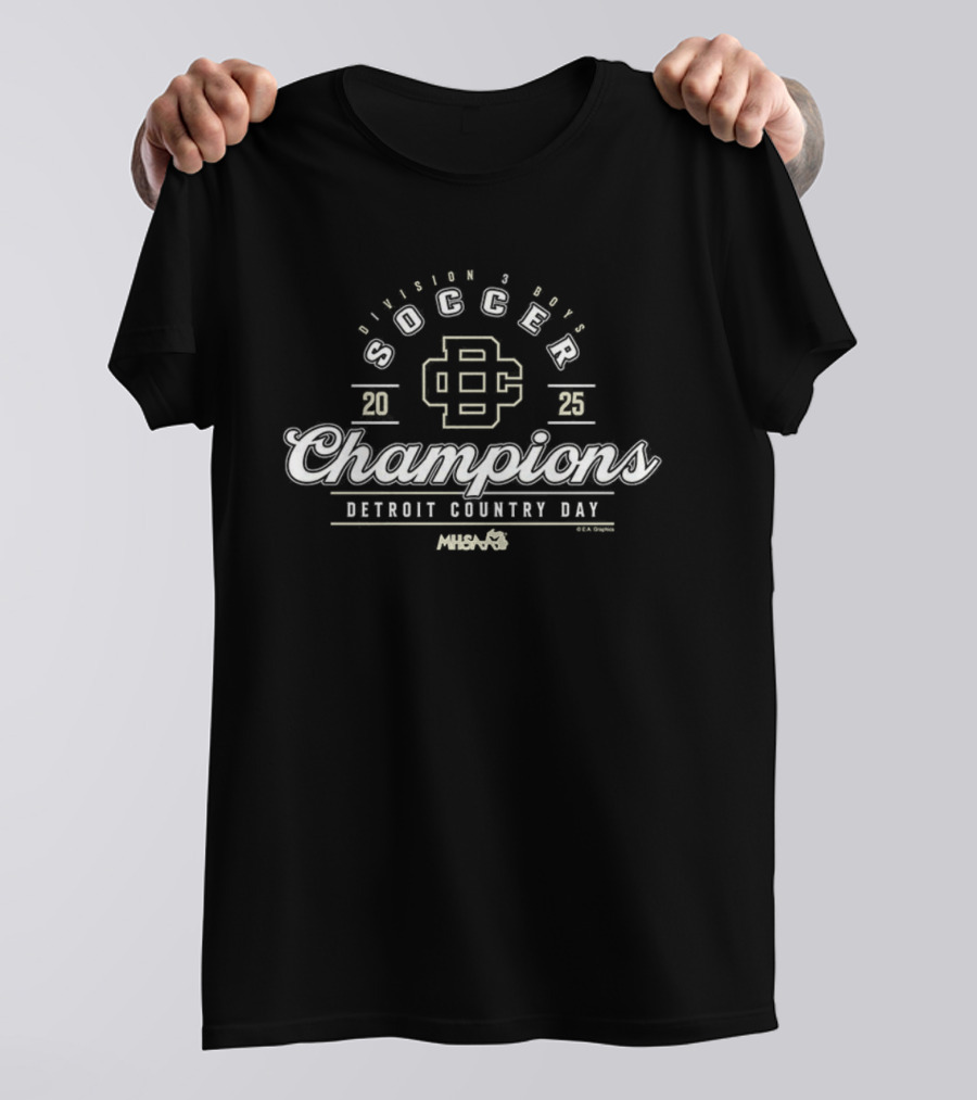 Detroit Country Day 2025 MHSAA Boys Soccer Division 3 Champions Badge T-Shirt