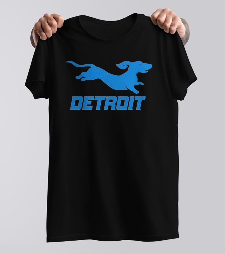 Detroit Lions Football Dachshund DETROIT T-Shirt