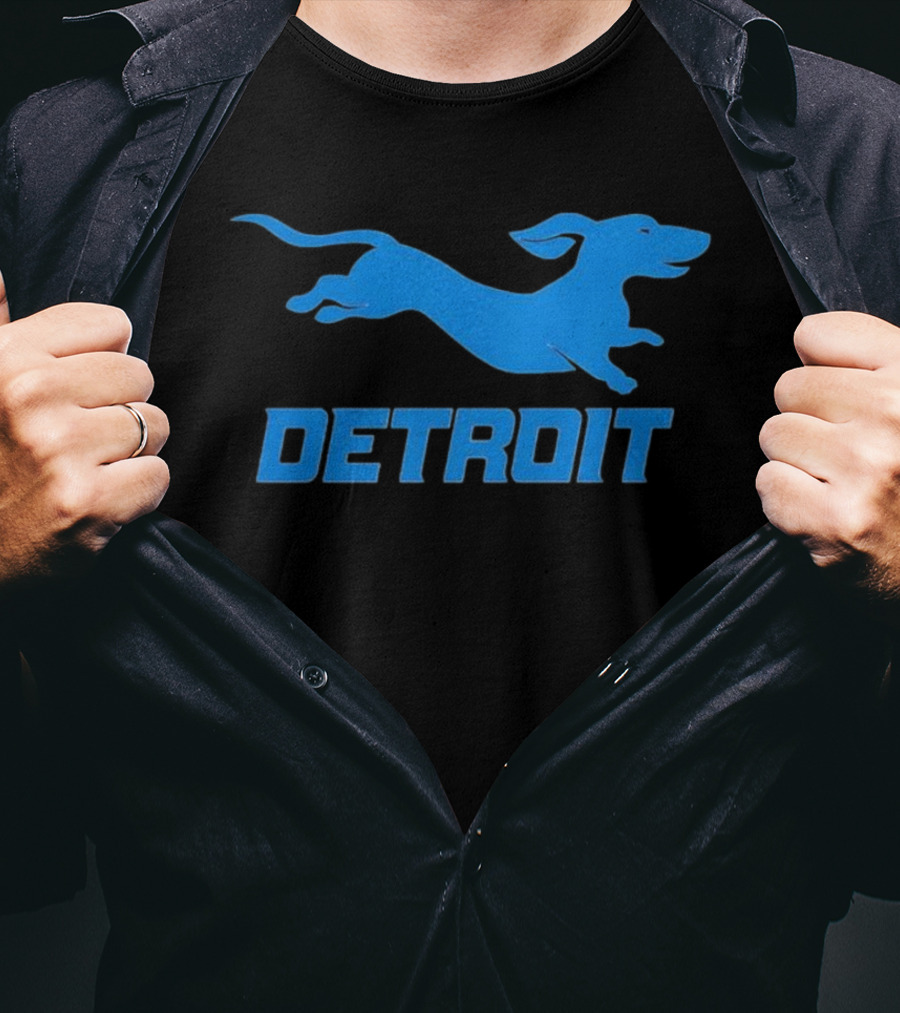 Detroit Lions Football Dachshund DETROIT T-Shirt