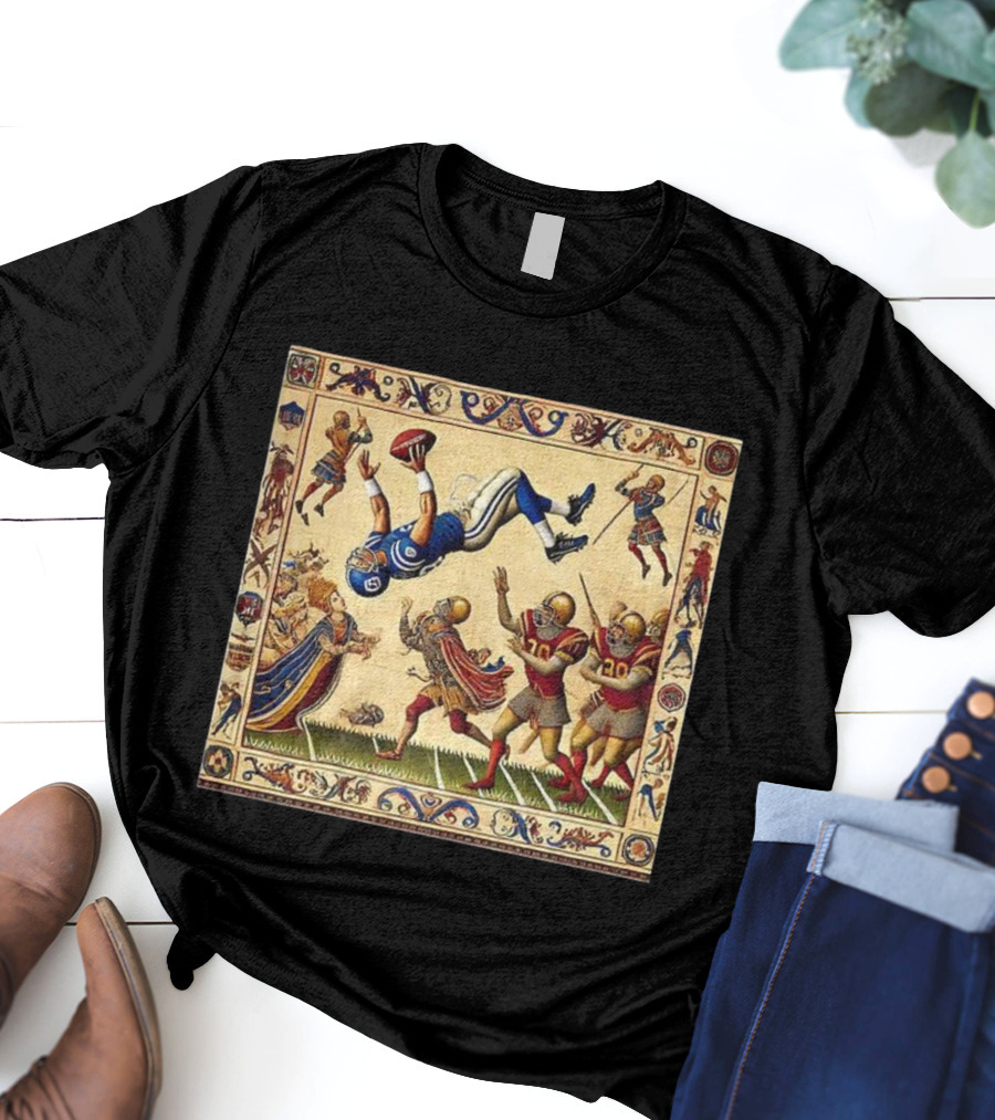 Detroit Lions Vs Washington Commanders 2025 NFL Bayeux Tapestry Style T-Shirt
