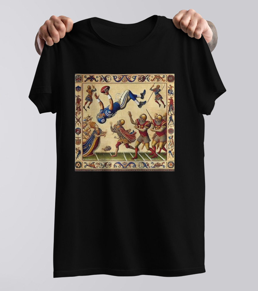 Detroit Lions Vs Washington Commanders 2025 NFL Bayeux Tapestry Style T-Shirt
