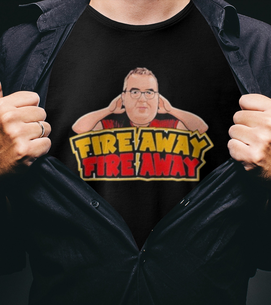 Stephen Bunting Fire Away Dart Player Cartoon Character Blocking Ears T-Shirt