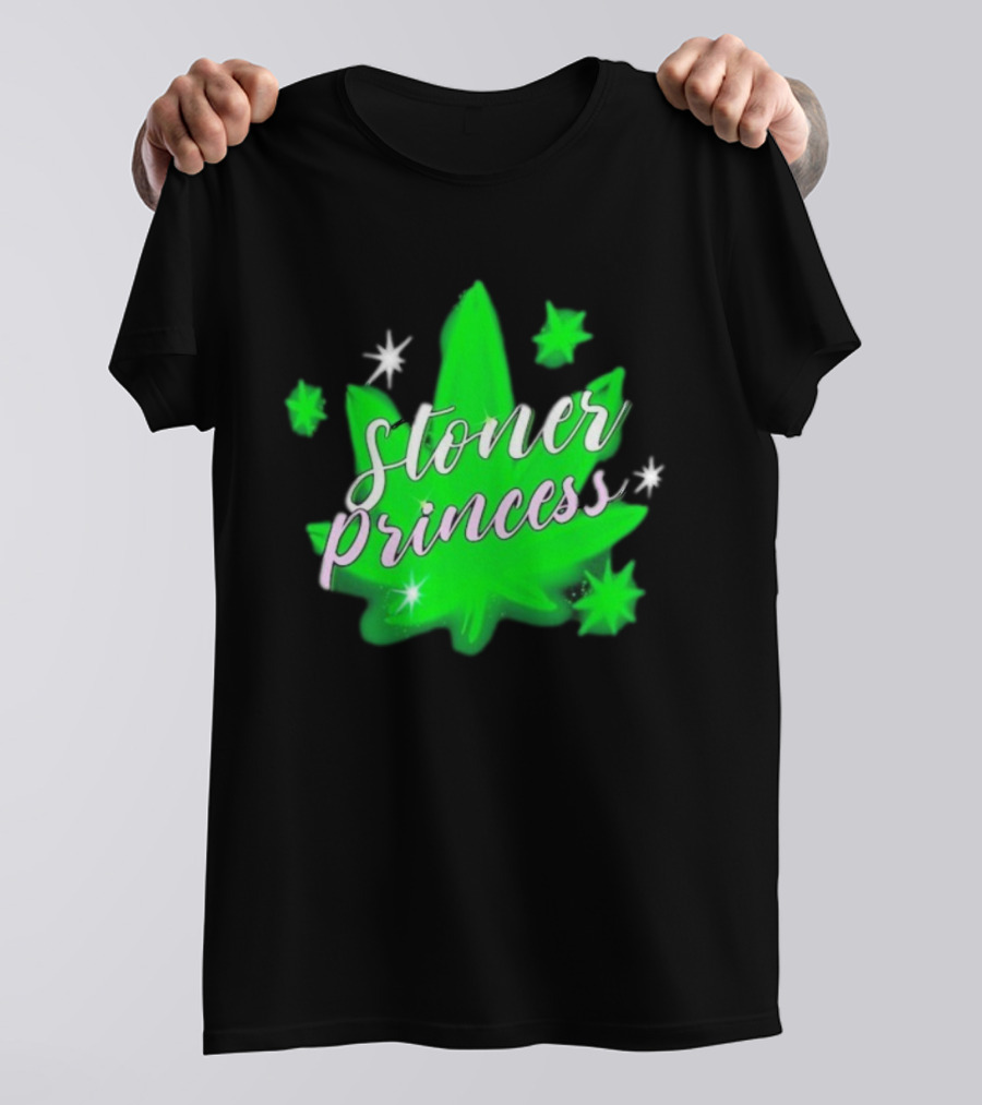 Stoner Princess Cannabis Leaf Royalty Stars T-Shirt