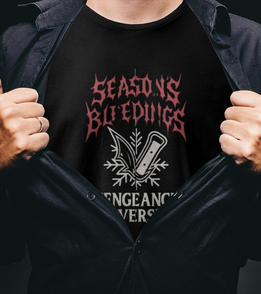 Vengeance University's Season's Bleedings Christmas Knife Snowflake T-Shirt