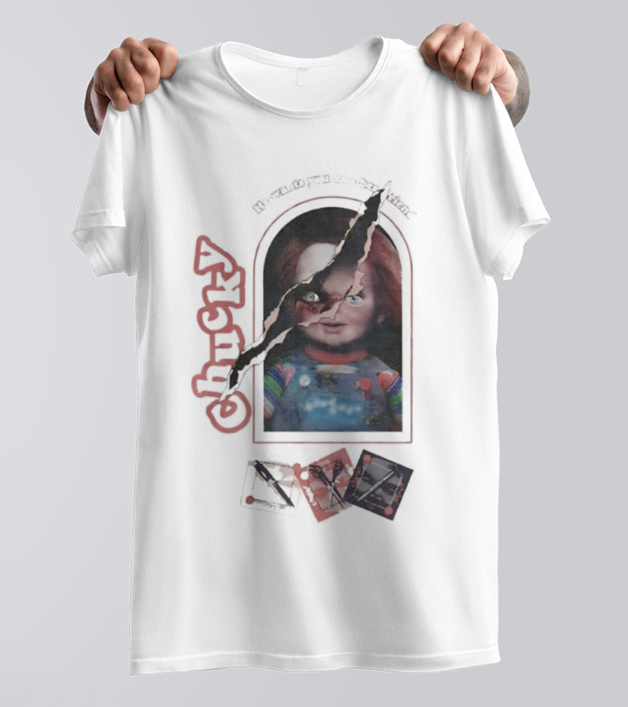 Chucky Let's Be Friends He Wants You As A Bestfriend Creepy Doll Horror T-Shirt