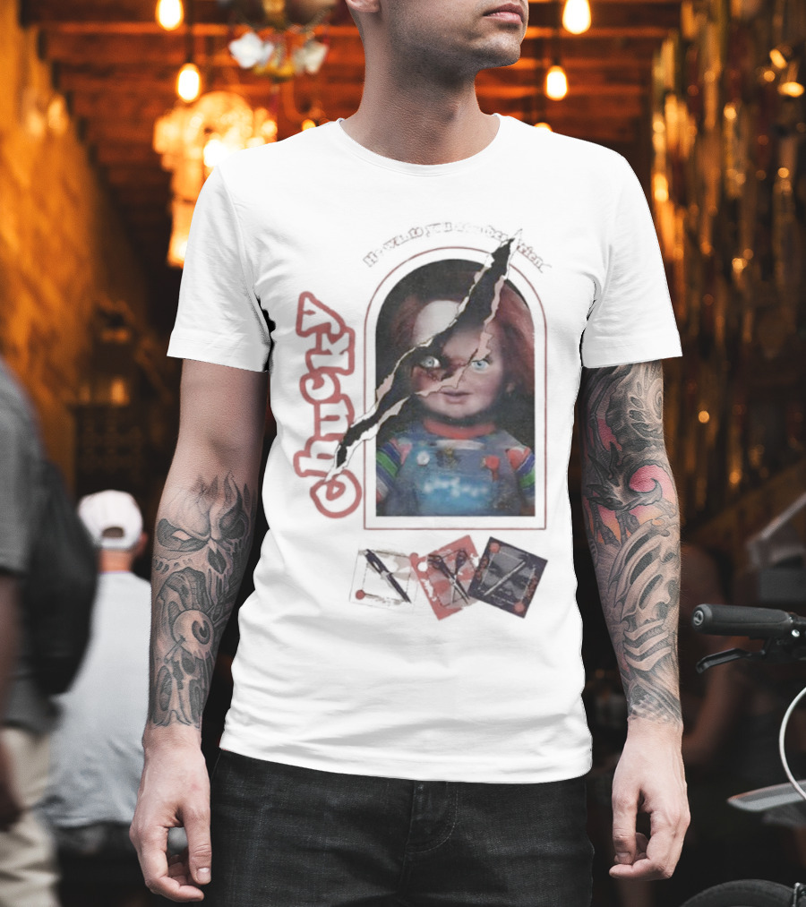 Chucky Let's Be Friends He Wants You As A Bestfriend Creepy Doll Horror T-Shirt