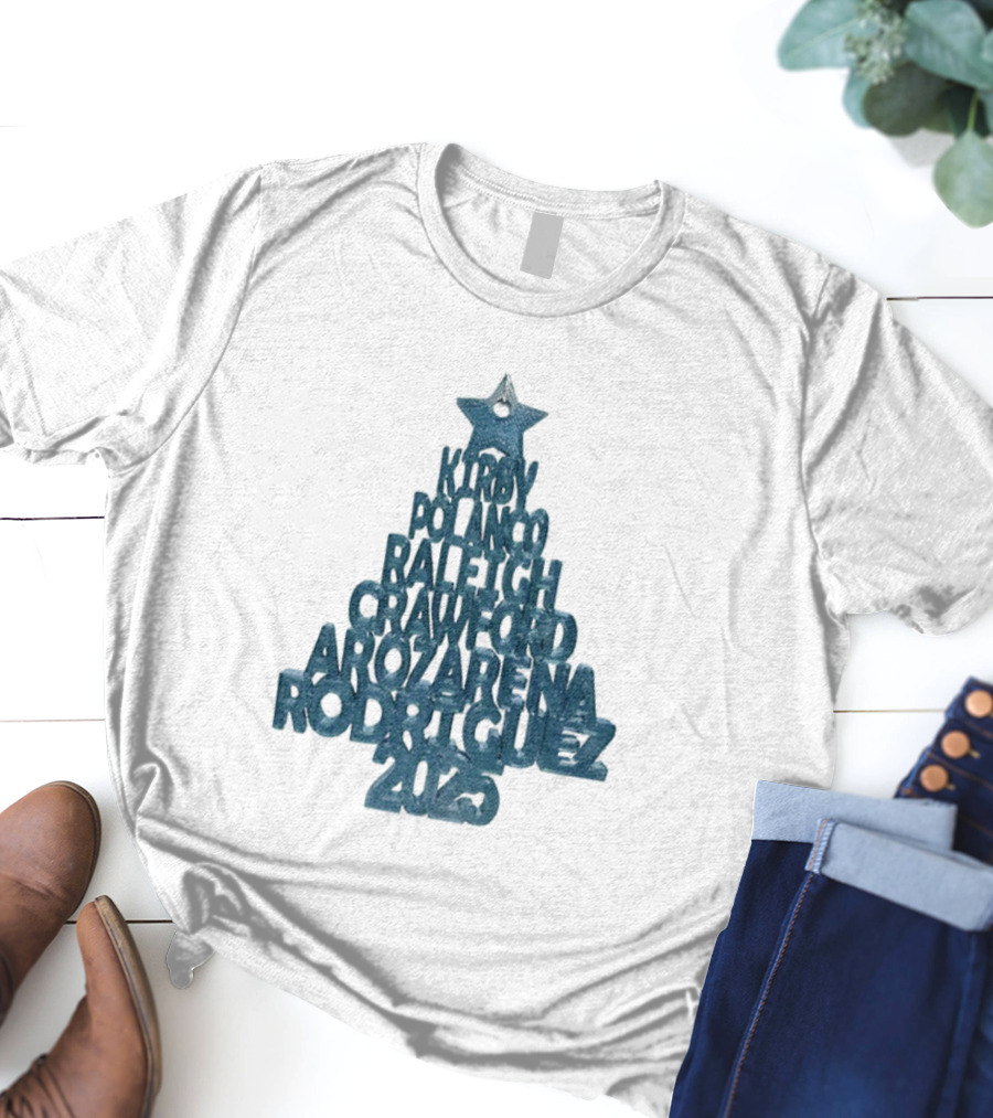 2025 Seattle Mariners Kelenic Pollock Raleigh Crawford Arozarena Rodriguez Christmas Tree T-Shirt