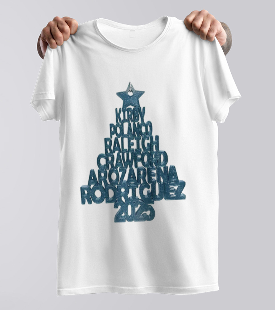 2025 Seattle Mariners Kelenic Pollock Raleigh Crawford Arozarena Rodriguez Christmas Tree T-Shirt