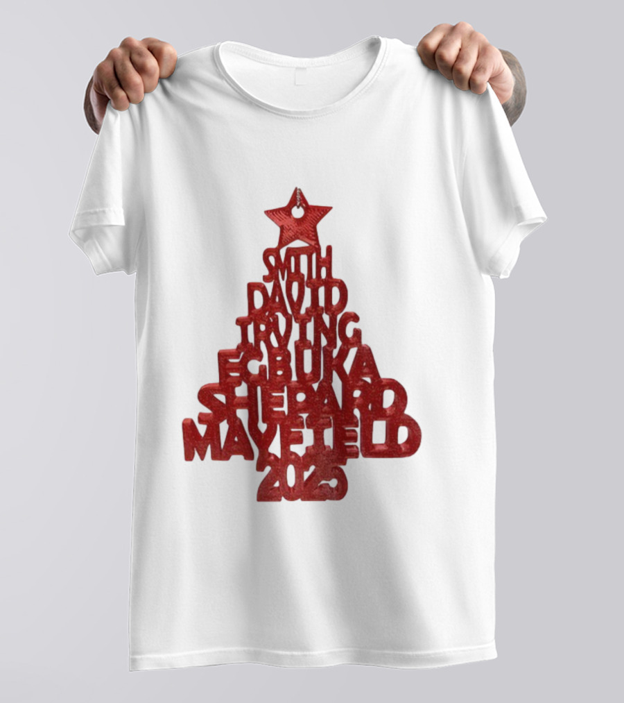 2025 Smith David Irving Egbuka Shepard Mayfield Christmas Tree T-Shirt