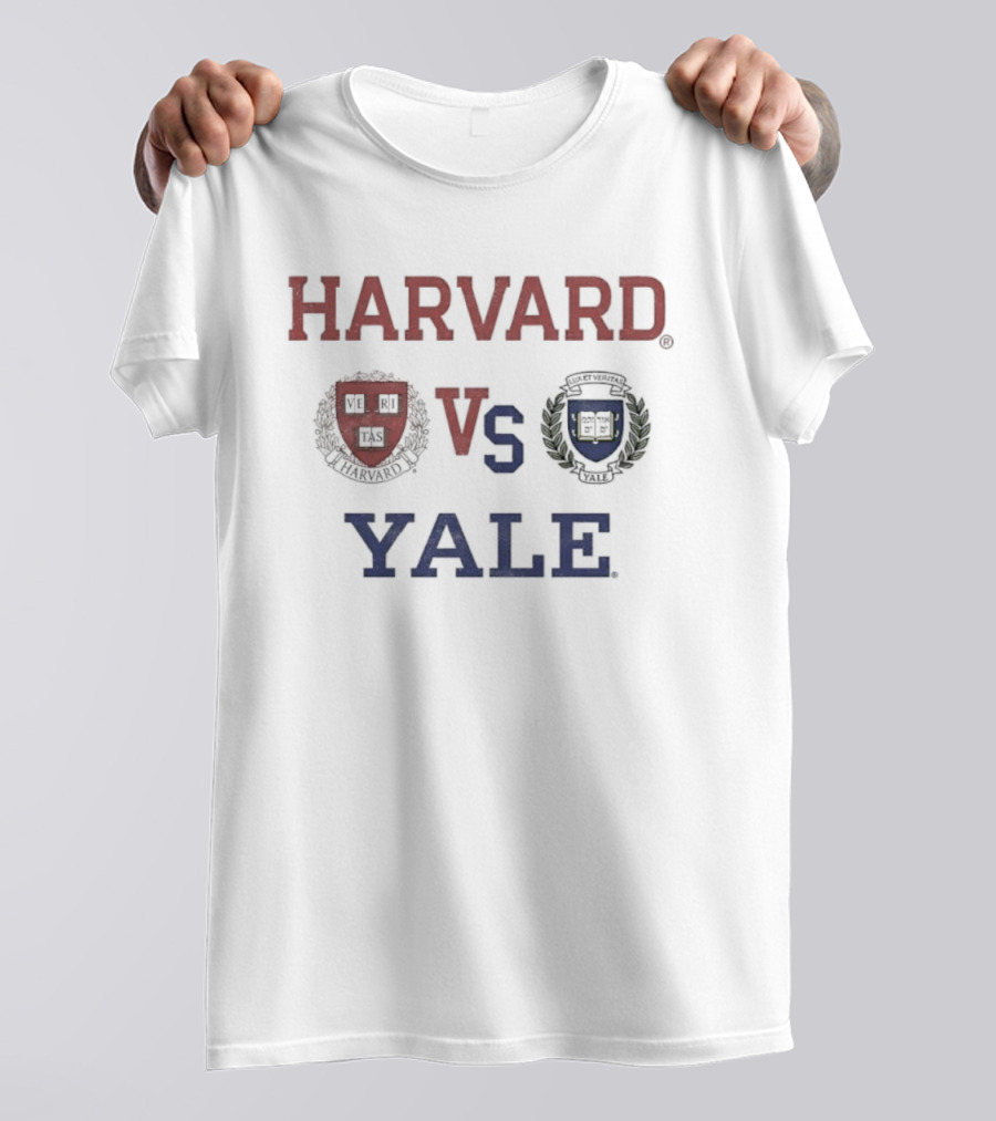 Harvard Vs Yale Rivalry Matchup Iconic University Crest Faces Off T-Shirt