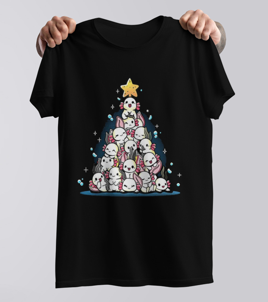 Axolotl Pyramid Shaped Christmas Tree Star Topper T-Shirt