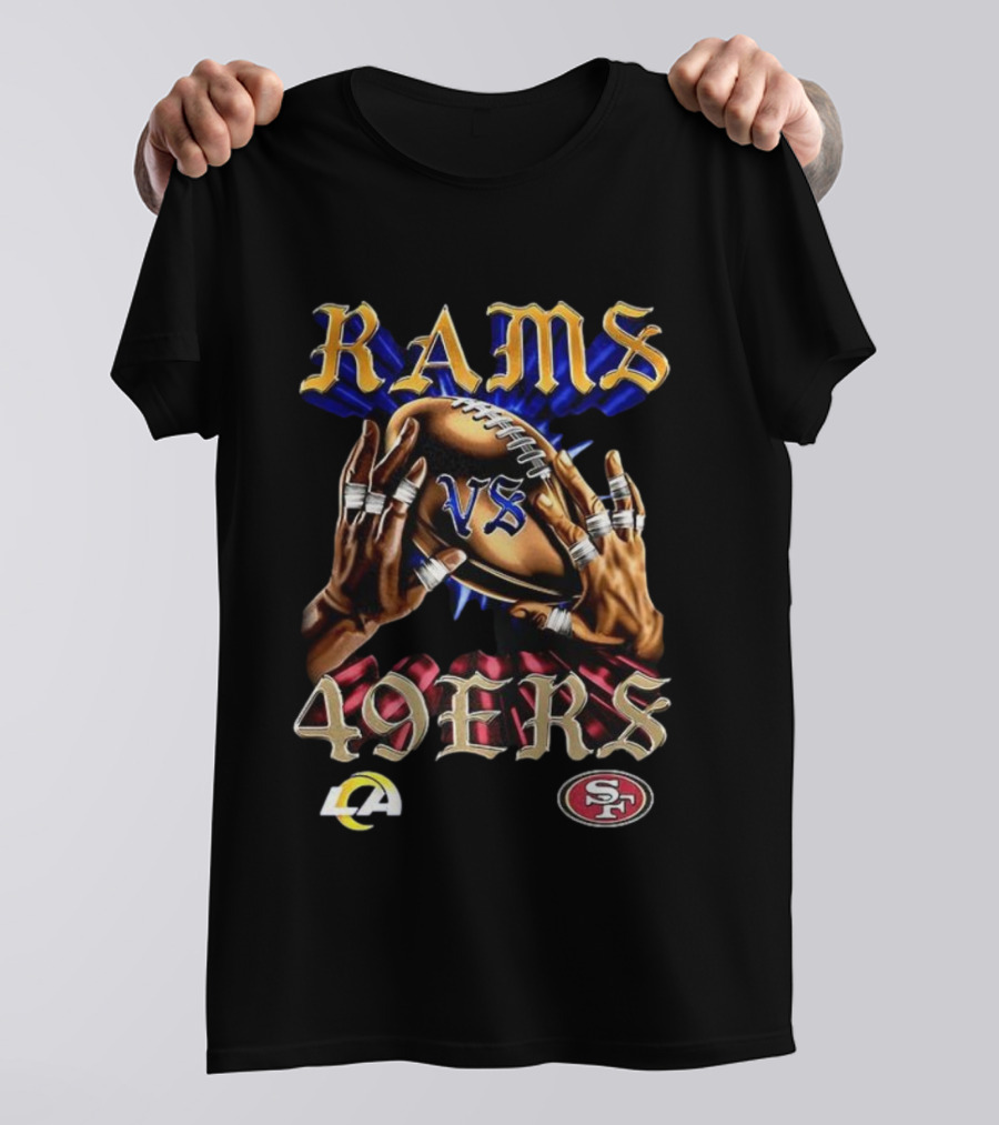 Rams Vs 49ers Vintage Football Rivalry Classic Logos Retro Style T-Shirt