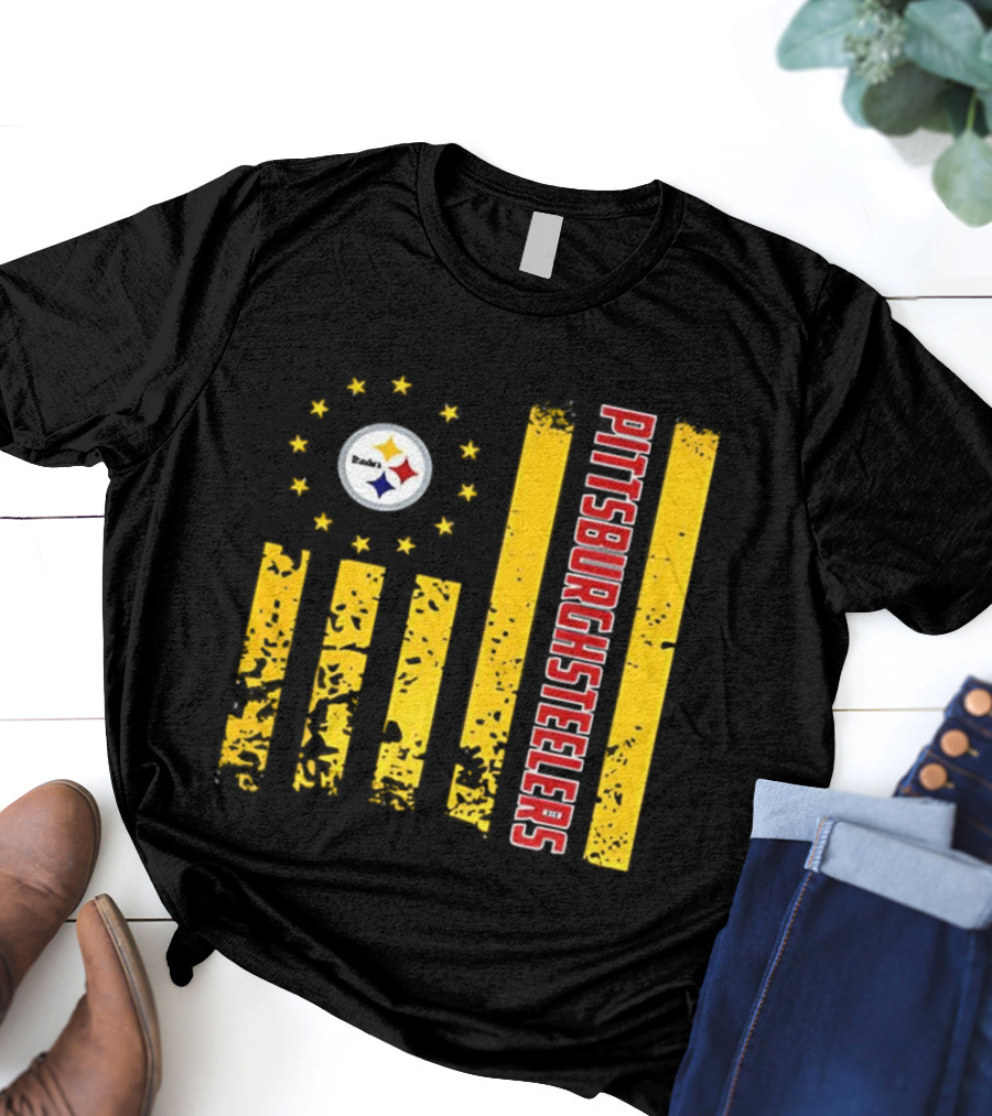 Pittsburgh Steelers American Flag NFL Steelmark Stars Stripes T-Shirt