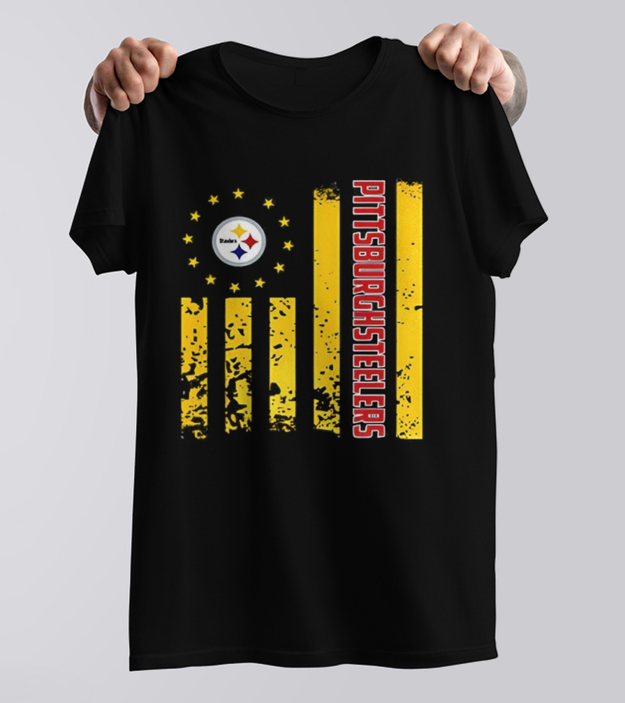 Pittsburgh Steelers American Flag NFL Steelmark Stars Stripes T-Shirt