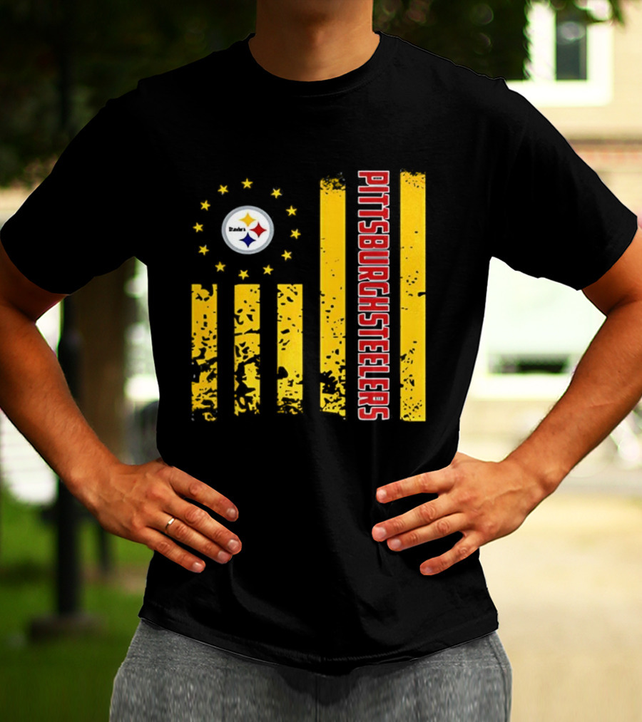 Pittsburgh Steelers American Flag NFL Steelmark Stars Stripes T-Shirt